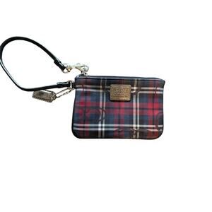 Coach Poppy Tartan plaid wristlet